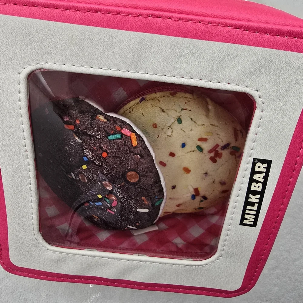 Bath & Body Works Milk Bar Lunch Box Shaped Cosmetic Case & 2 Cookie Coin Purses